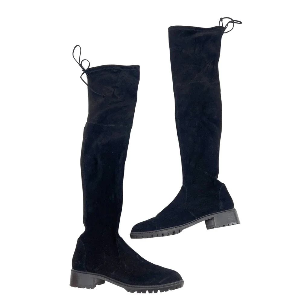 Stuart Weitzman Vanland Black Suede Over the Knee Boots Women Size 9‎ EXCELLENT